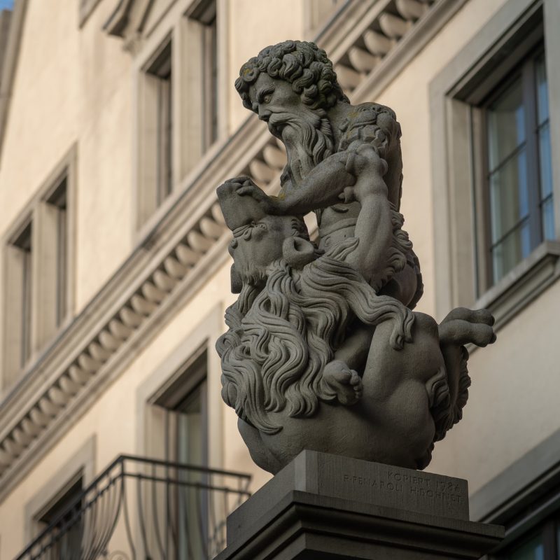Samson fountain - built in the XVI century - Zurich, Switzerland